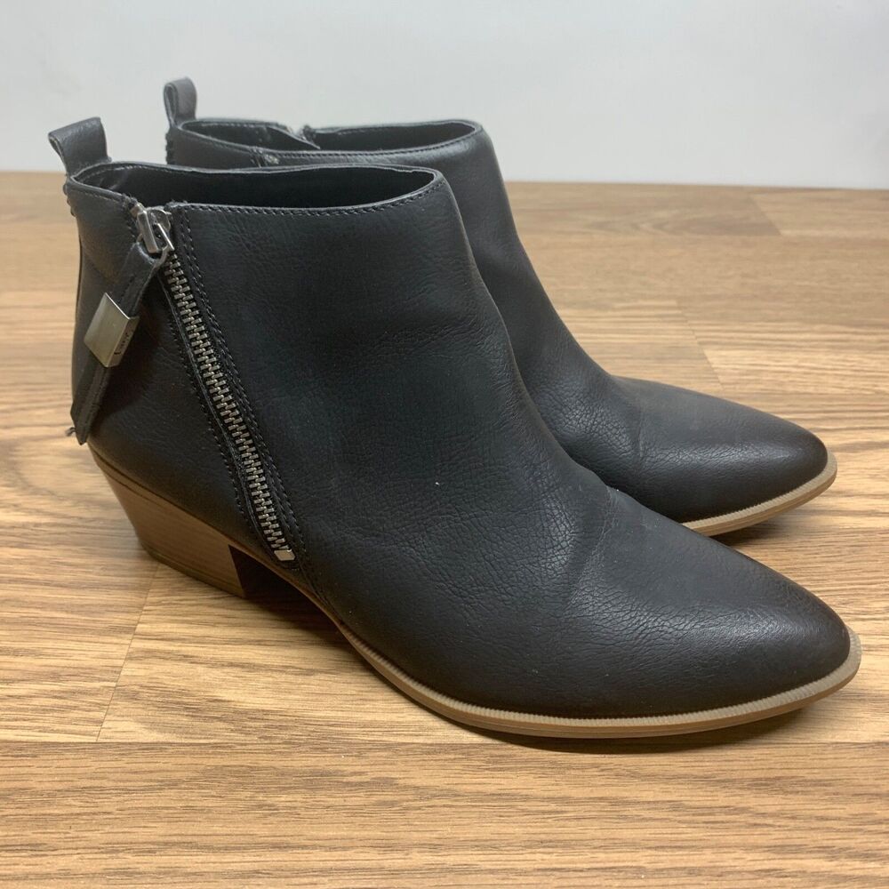 Circus Womens Heidi Ankle Boots Booties Black Pull Tab Pointed Toe Block Zip 8.5